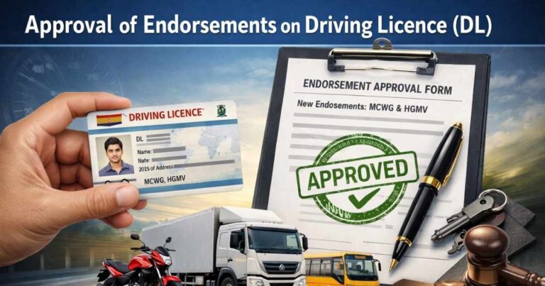Approval of Endorsements on Driving Licence (DL